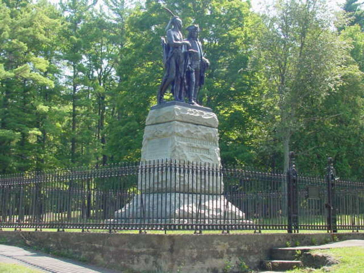 This monument to the Battle of Lake George in the battlefield park.