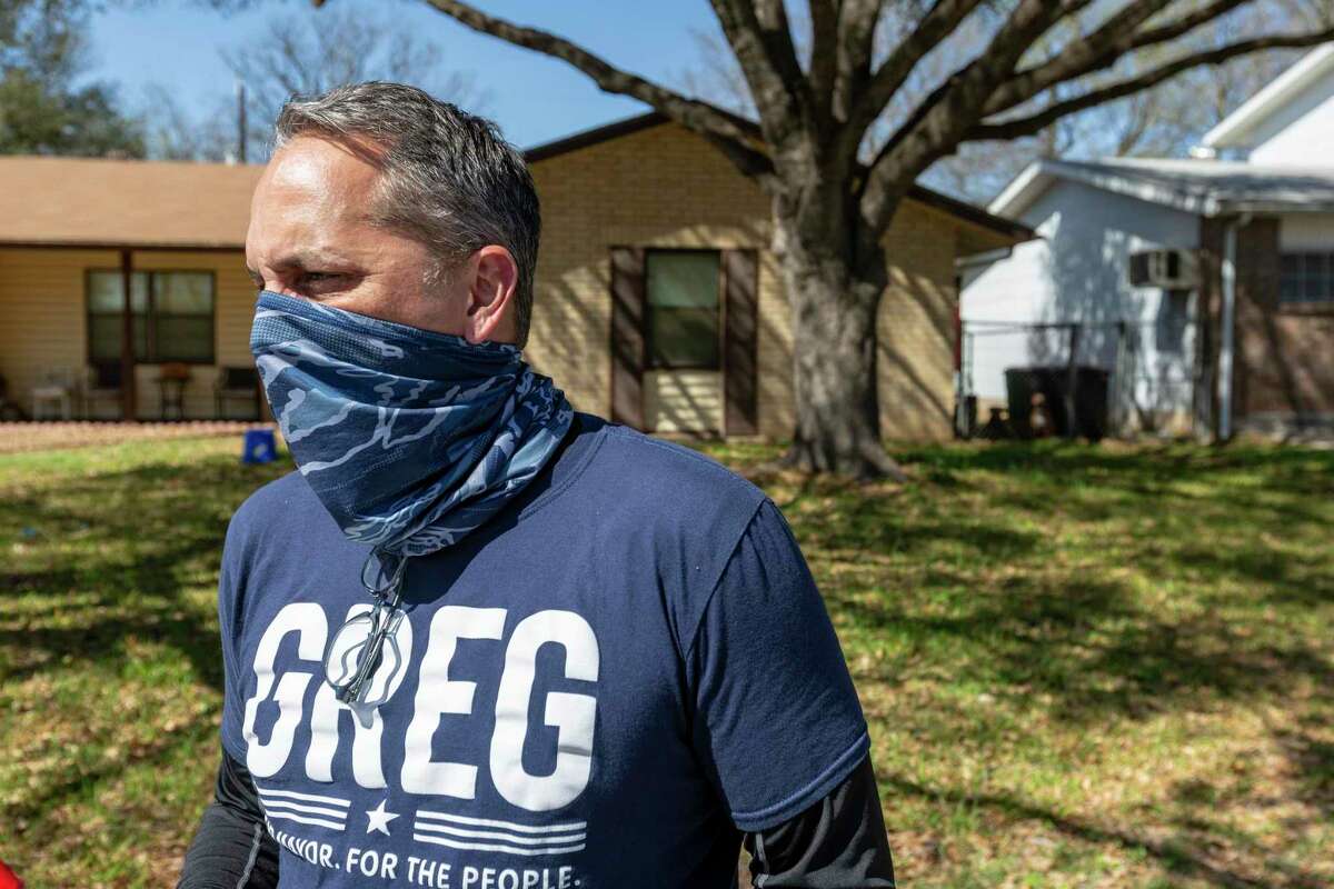 San Antonio mayoral candidate and former City Council member Greg Brockhouse walks through an East Side neighborhood to make his pitch to prospective voters March 17. Brockhouse lost his previous run for mayor in 2019 to Ron Nirenberg in a bitter runoff election.