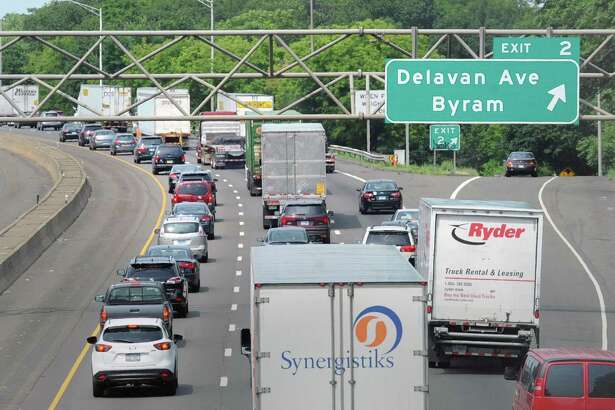 Traffic congestion on I-95 northbound near exit 2 in Greenwich, Conn., Thursday, June 29, 2017.
