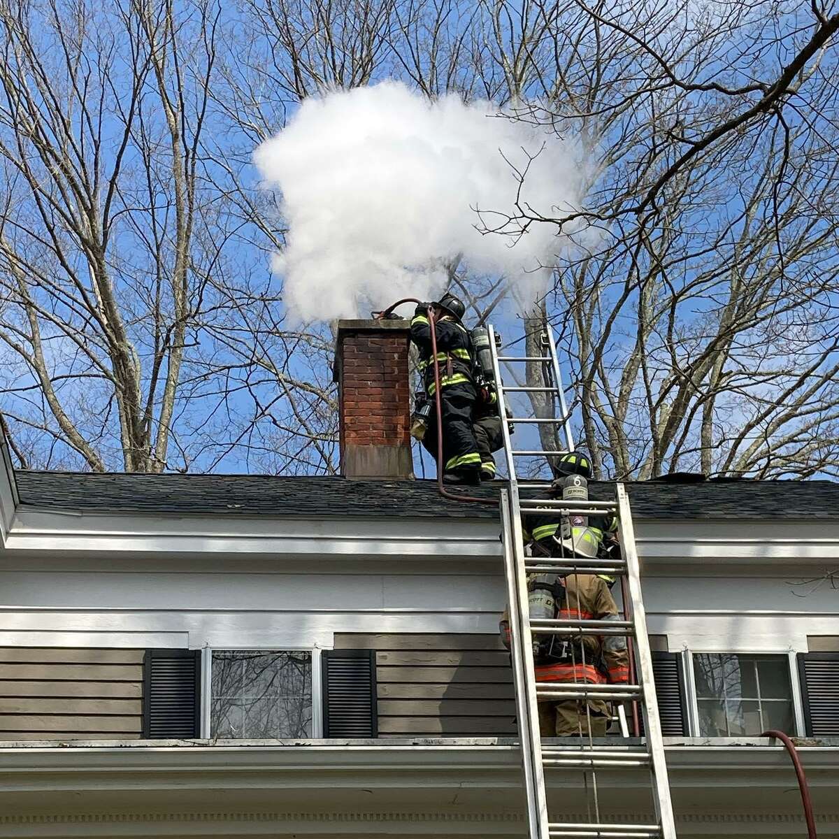 Fire departments responded to a chimney fire at a home on Pine Hill Road in New Hartford on April 4.