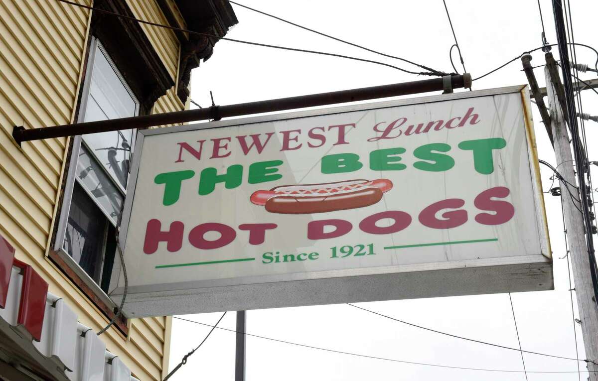 Sign outside Newest Lunch on Wednesday, March 31, 2021 in Schenectady, N.Y. The Iconic lunch spot is turning 100. (Lori Van Buren/Times Union)