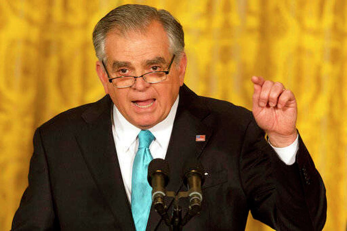 Then-Transportation Secretary Ray LaHood speaks in Washington, D.C., in 2013. The former Illinois congressman paid a $40,000 fine for allegedly making misleading statements to federal agents about a loan and failing to disclose it on ethics forms.
