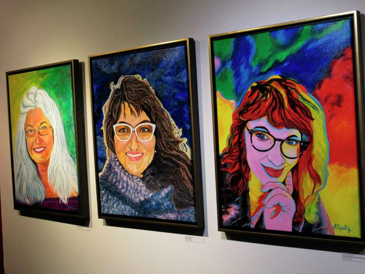 Portraits of Carol Speltz, Alayna Speltz and Chandra Jewell, all painted by Alayna, are on display as part of Multiplicity at Creative 360. The exhibit is available to view virtually and in-person through Sunday, April 25. (Victoria Ritter/vritter@mdn.net)