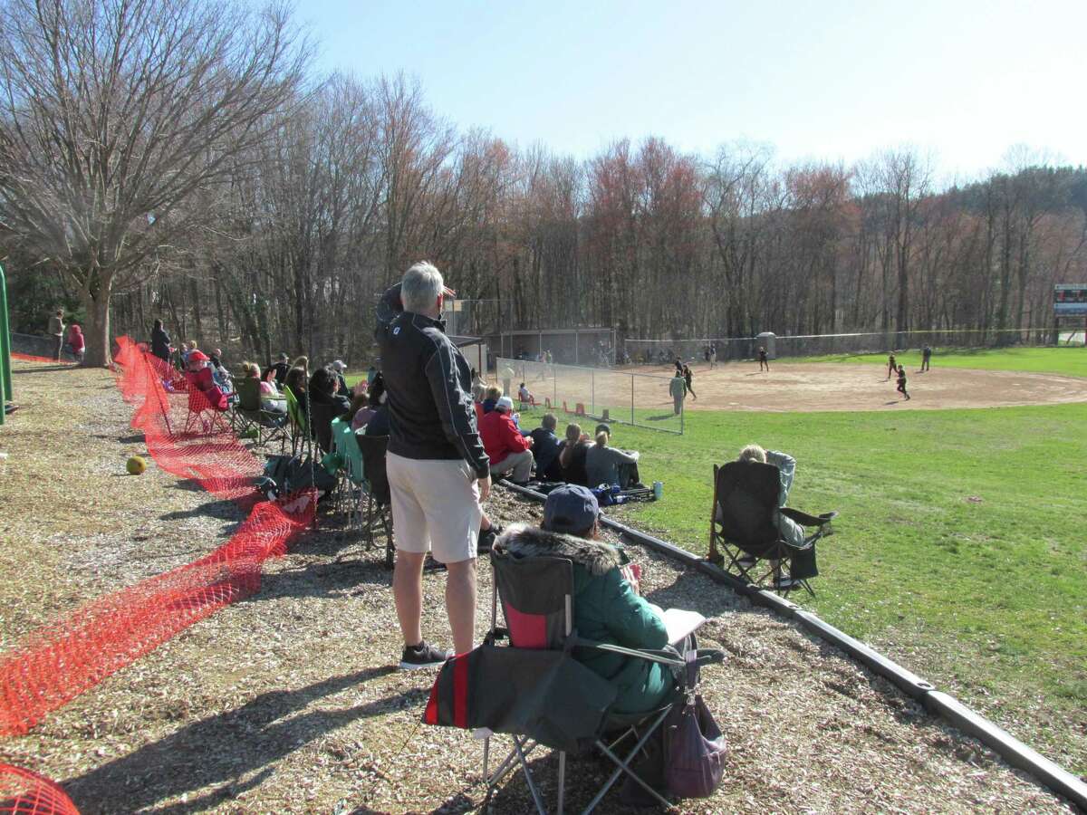 A softball scrimmage between Holy Cross and Thomaston brought out a state tournament sized crowd at Thomaston High School Tuesday afternoon after a Covid-19 year without spring sports.