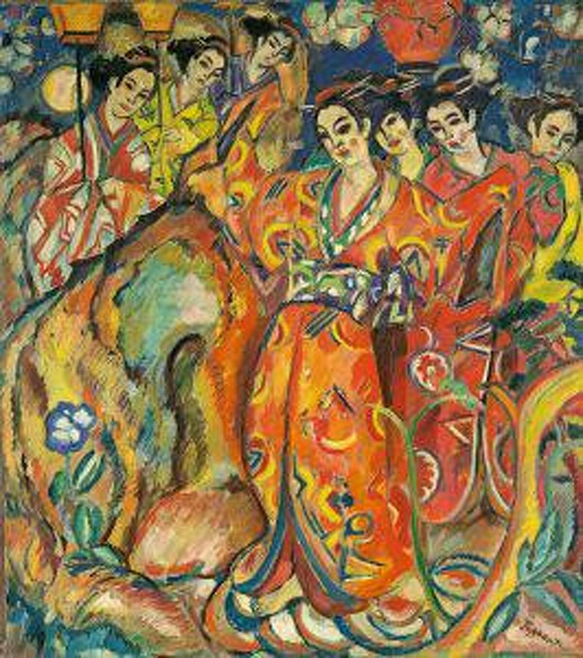 Georg Tappert, Geisha-Revue, 1911/13, Oil on canvas. The Ella Gallup Sumner and Mary Catlin Sumner Collection Fund. © 2021 Artists Rights Society (ARS), New York / VG Bild- Kunst, Bonn