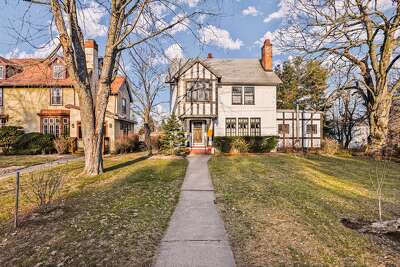 Stucco Tudor house at 88 Stratfield Road, Fairfield.