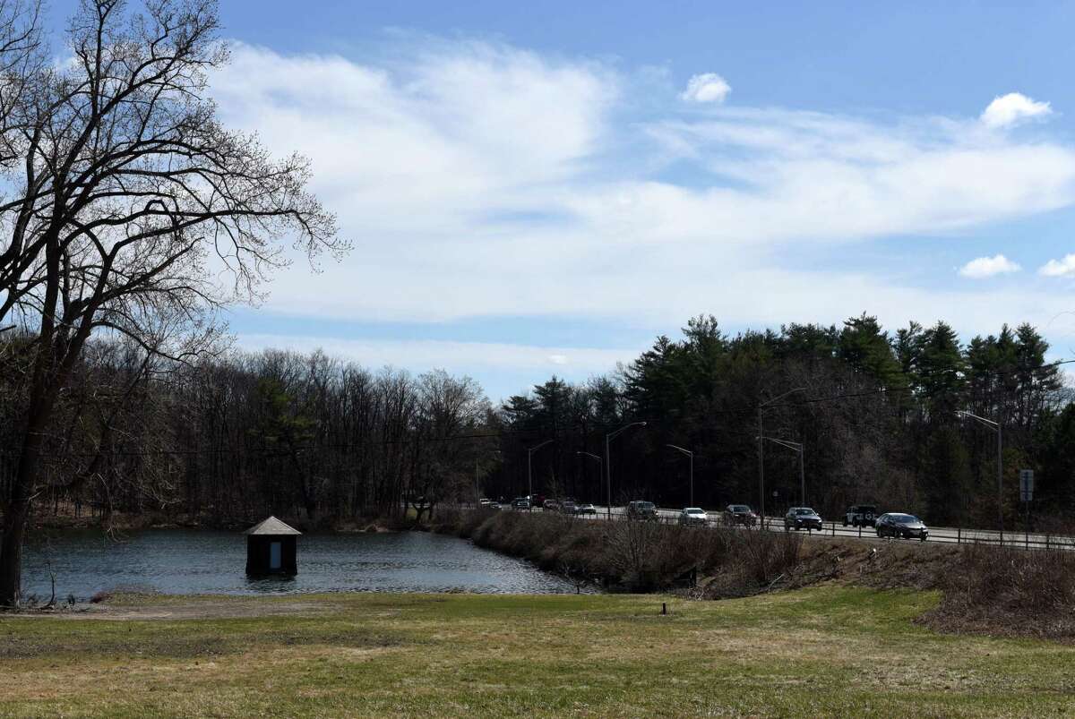 Loughberry Lake at Route 50 and Marion Avenue on Wednesday, April 7, 2021, in Saratoga Springs, N.Y. Residents are fighting a plan for Stewart's to build near the lake. (Will Waldron/Times Union)