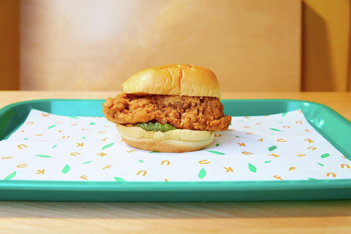 One of David Chang's Fuku chicken sadwhiches, now available in Houston.