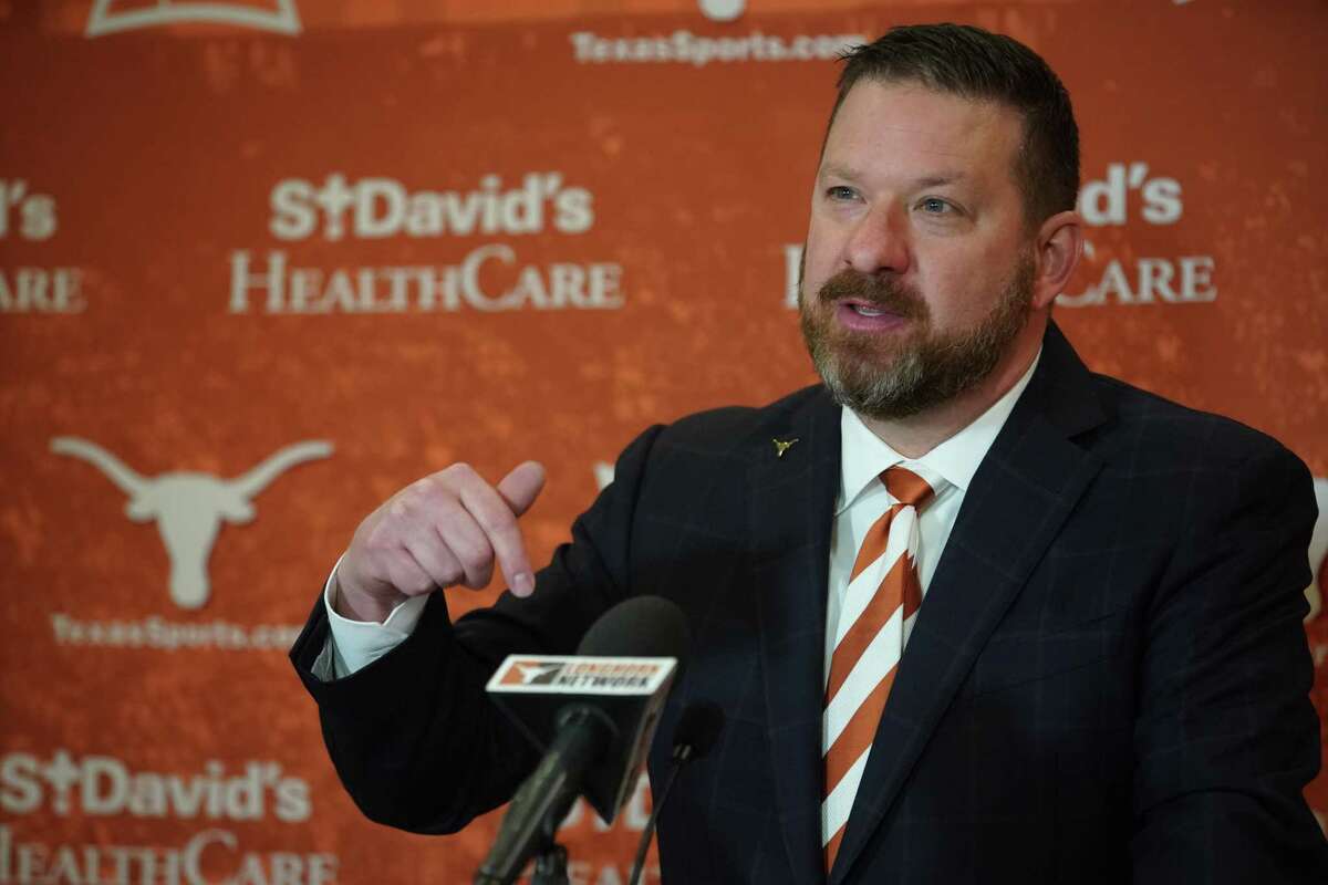 New Texas basketball coach Chris Beard at his introductory news conference April 2, 2021, in Austin.
