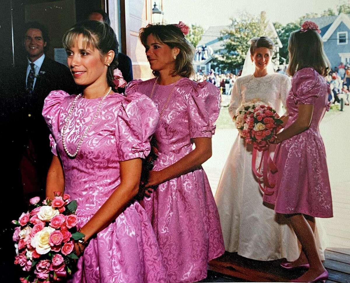 At Kiki Kennedy's wedding in 1993 to Ted Kennedy Jr., the bridesmaid wear dresses designed by Dorothy Staley. Kiki Kennedy is seen wearing her gown, which was preserved by Staley and stored at the General's Residence before it was sold in 2018.