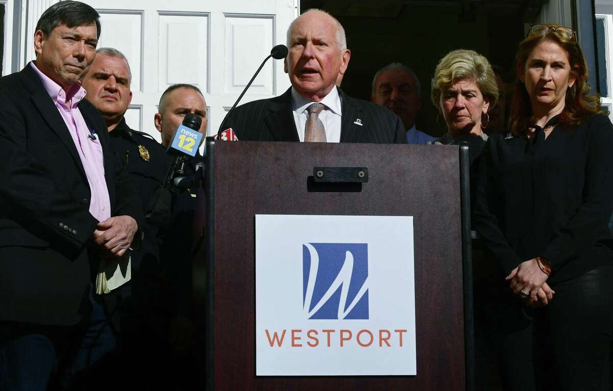 Westport officials speak on the announcement that Westport Schools will be closed for the unforeseeable future during a press conference Wednesday, March 11, 2020, at Westport Town Hall in response to the Covid-19 virus pandemic in Westport, Conn.