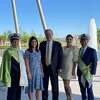 Greg Bostwick (middle) and his wife, Cindy Bostwick (second from left), at the Beaumont Event Center where the Neches River Fest named the KFDM meteorologist the 2021 Citizen of the Year on Thursday, April 8, 2021 in Beaumont, Texas.