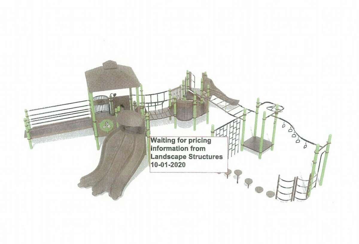 The above rendering is an example of the type of playground equipment to be installed at the Anna Howard Shaw Memorial Park. The equipment will be ADA and Universally accessible compliant. (Photo courtesy of Big Rapids city commission)
