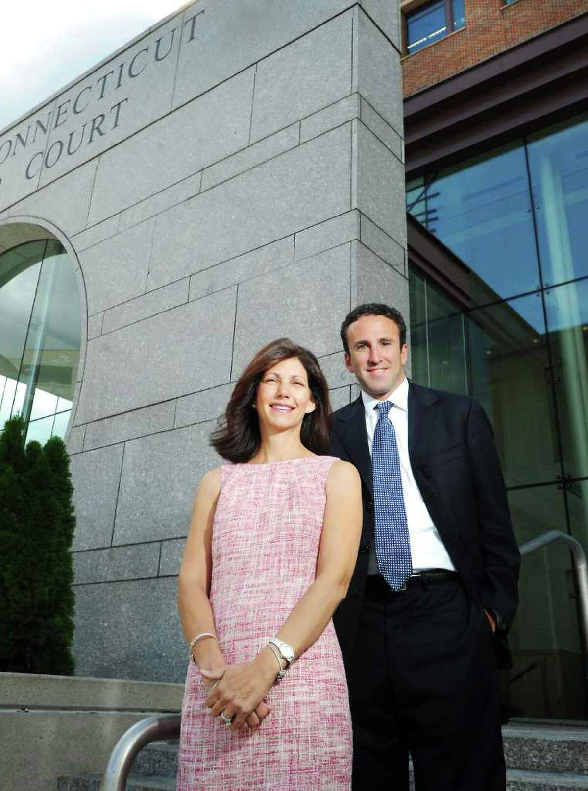 Karen Kaiser stands with her attorney Mark Sherman in front of state Superior Court in Stamford, Conn. on Friday September 10, 2010. Kaiser's divorce lawsuit helped bring down Pequot Capital Management, the Wilton company that managed billions of dollars and was once among the world's biggest hedge funds.