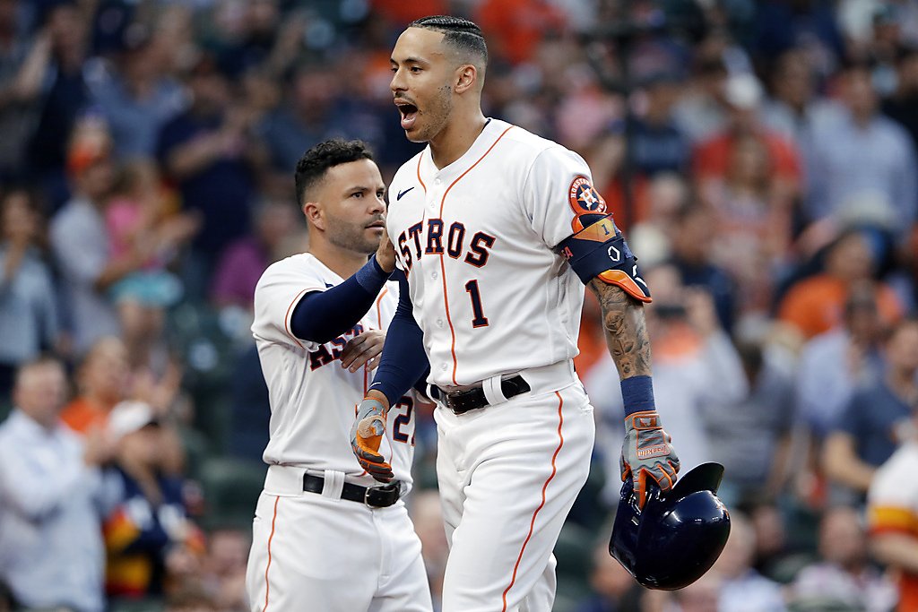 Carlos Correa grounds out sharply, third baseman Matt Chapman to