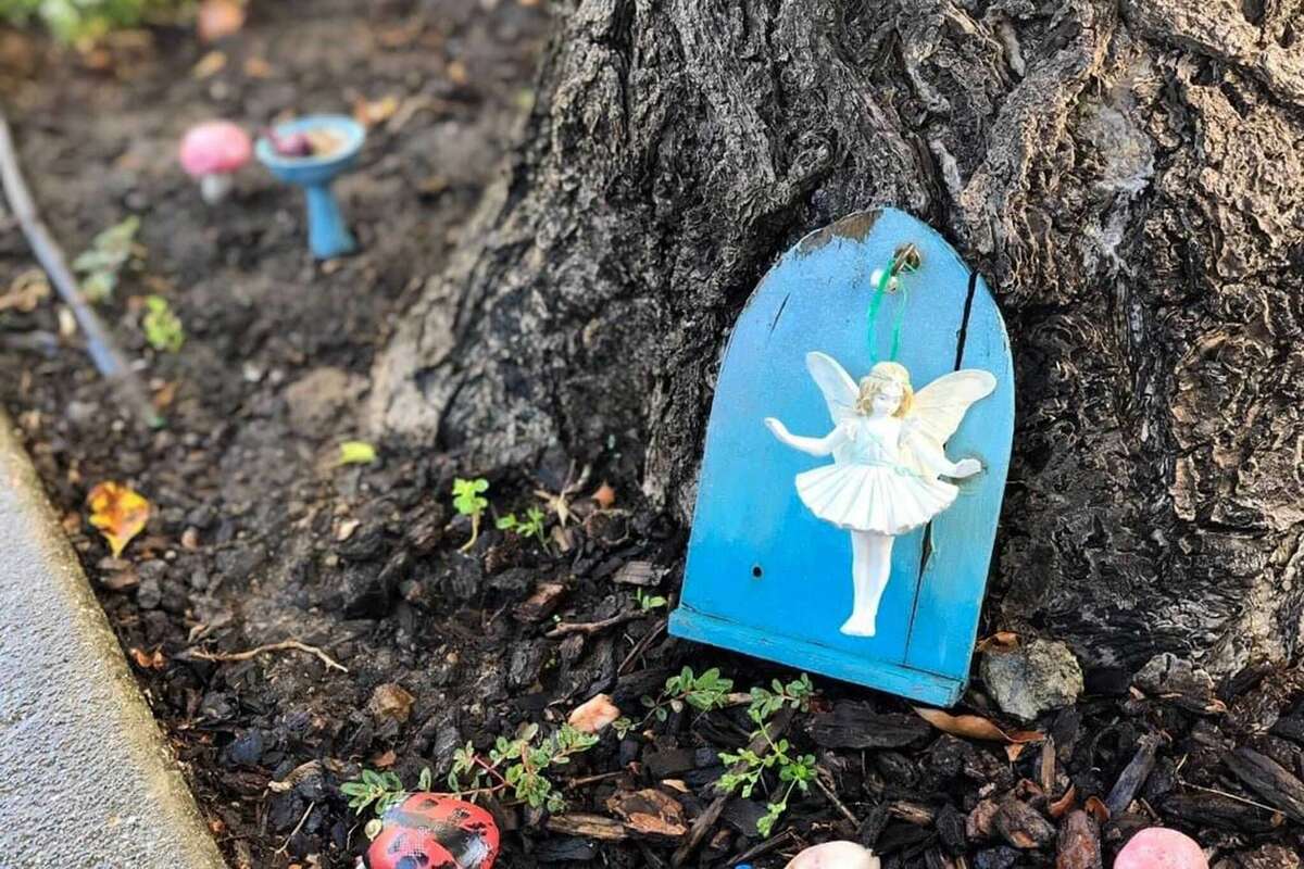 The colorful fairy doors are easiest to spot.