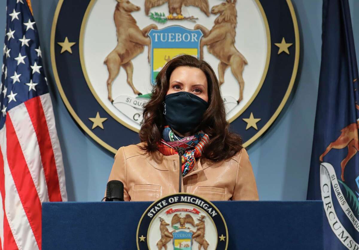 Gov. Gretchen Whitmer provides an update regarding COVID-19 and the continued efforts to slow the spread of the virus and ramp up vaccinations efforts in a press conference Friday. (Courtesy photo)