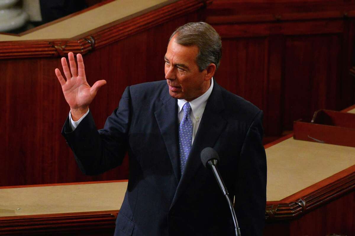 Outgoing Speaker John Boehner, R-Ohio, gives a wave to the crowd at the end of his resignation speech in the House Chamber of the U.S. Capitol on Oct., 29, 2015.