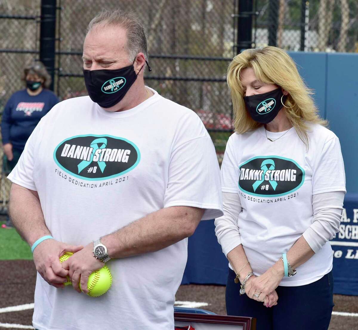 Milford, Connecticut -Saturday- April 10, 2021: Cliff and Melinda Kemp, the parents of Foran H.S. softball player Danielle
