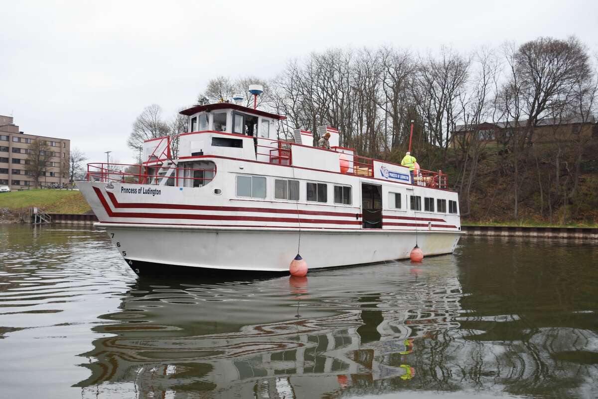 The Princess of Ludington made its way through the Manistee River Channel on Friday evening before docking at the Manistee Municipal Marina.