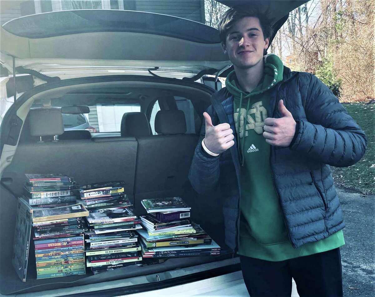 Trevor Knotwell of Milford, a student at Notre Dame High School in West Haven, recently collected and donated more than 225 books to Boys and Girls Village of Milford.