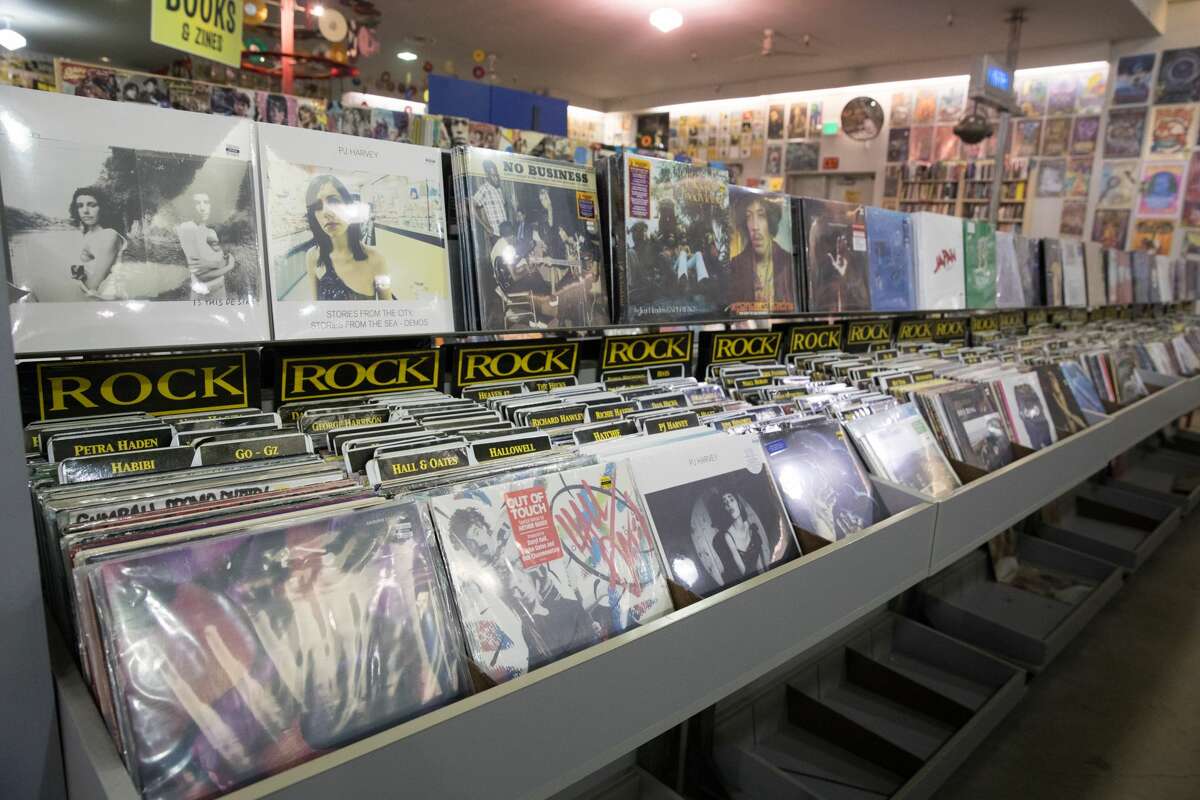 Some of the records for sale at Amoeba Records on Haight Street in San Francisco on April 6, 2021.