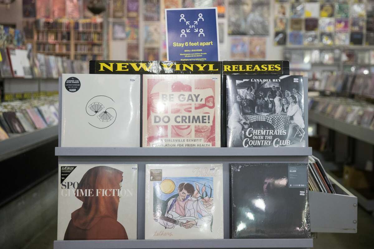 Some of the records for sale at Amoeba Records on Haight Street in San Francisco on April 6, 2021.