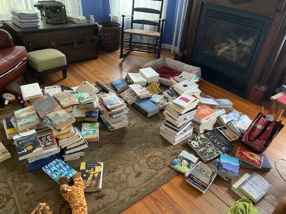 In process of organizing the books collected by Donna Liquori through the years.