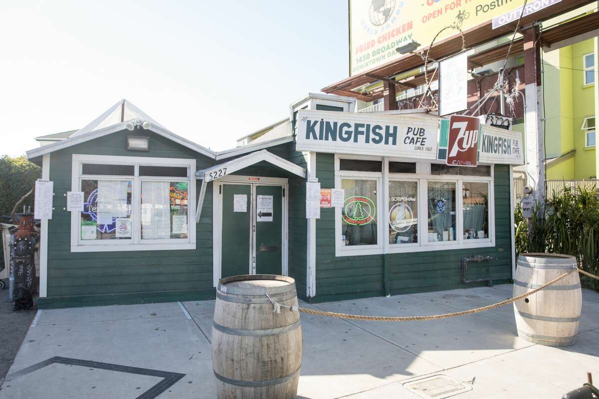 The exterior of the Kingfish Pub in Oakland, Calif., on April 6, 2021.