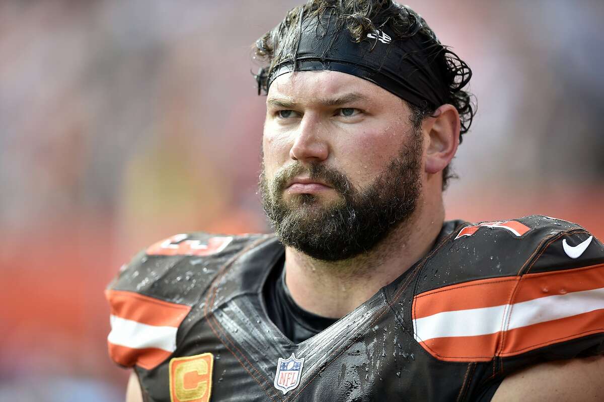 FILE - In this Oct. 22, 2017, file photo, Cleveland Browns offensive tackle Joe Thomas walks on the sideline during an NFL football game against the Tennessee Titans in Cleveland. Browns star left tackle Joe Thomas has retired after 11 seasons in the NFL, ending a career in which he exemplified durability, dependability and dominance. A 10-time Pro Bowler, Thomas announced his decision Wednesday, March 14, 2018, after spending several months contemplating whether to come back following a season-ending injury. (AP Photo/David Richard, File)