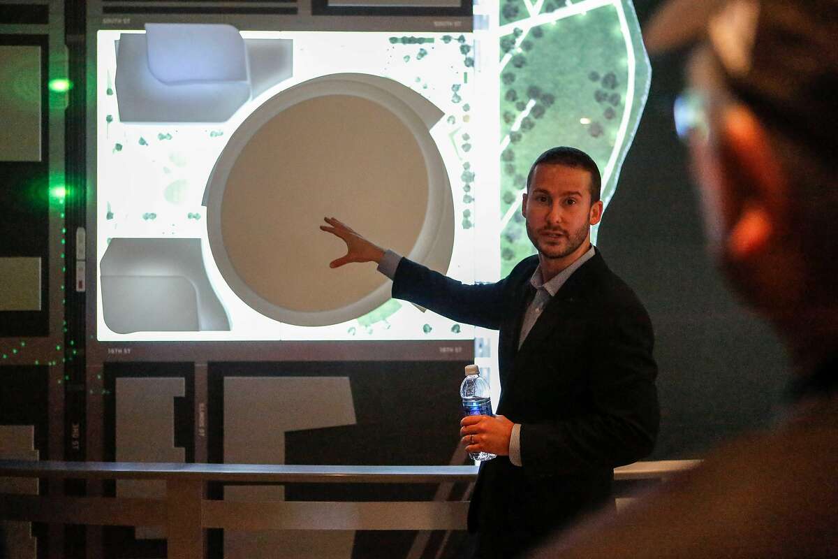 Brandon Schneider, senior vice president of business management for the Warriors, gives Mayor Ed Lee a sneak peak tour of the new arena at the Chase Center on Wednesday, November 7, 2017 in San Francisco, Calif.