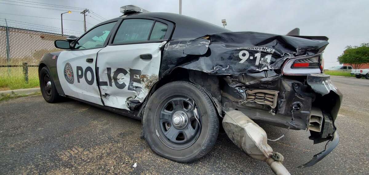 A suspected drunk driver crashed into this Laredo police marked unit over the weekend. The driver and the officer were taken to local hospitals for non-life threatening injuries.