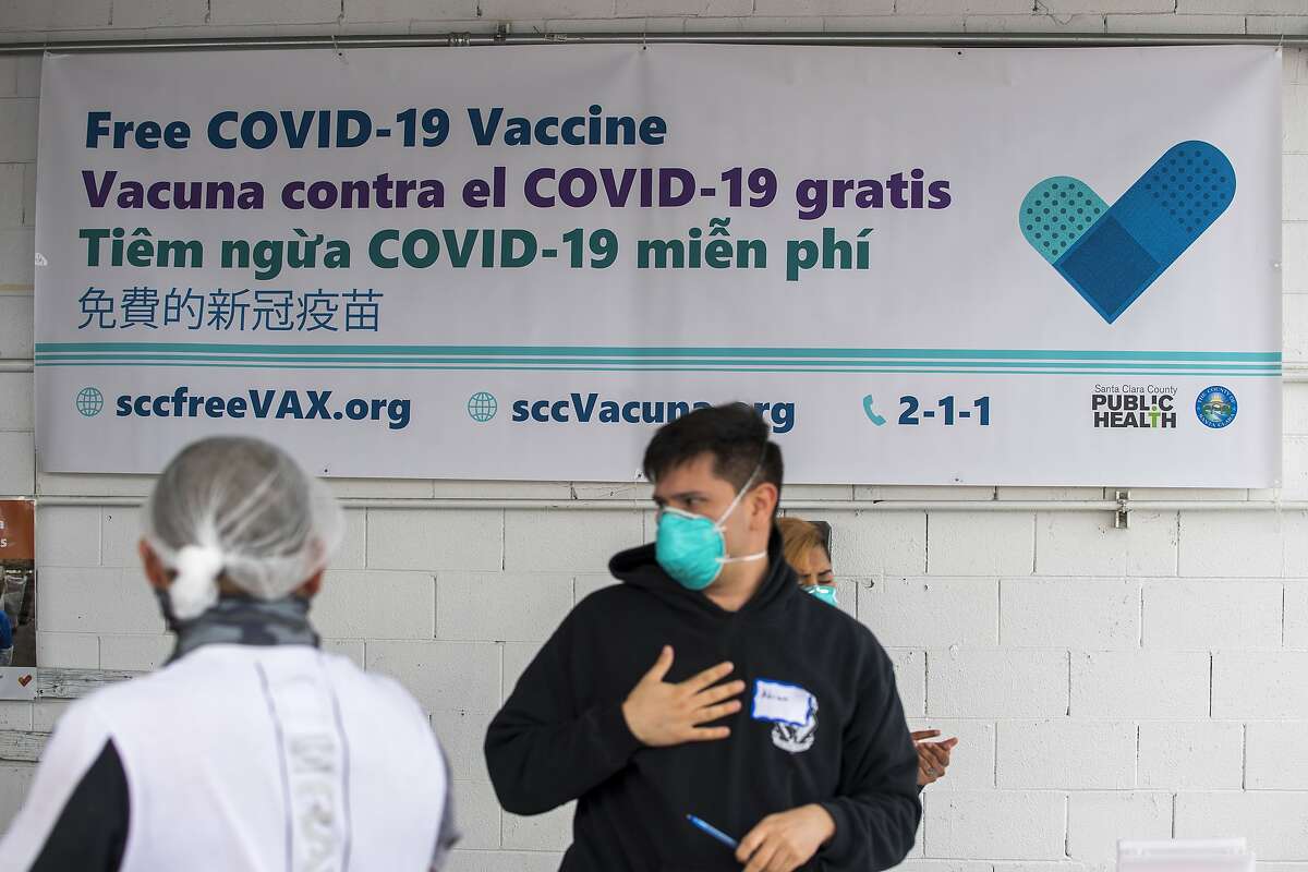 At a pop-up COVID-19 vaccination site at Monterey Mushrooms in Morgan Hill,Santa Clara County Health Department administered Moderna vaccinations to vaccinate around 500 people.
