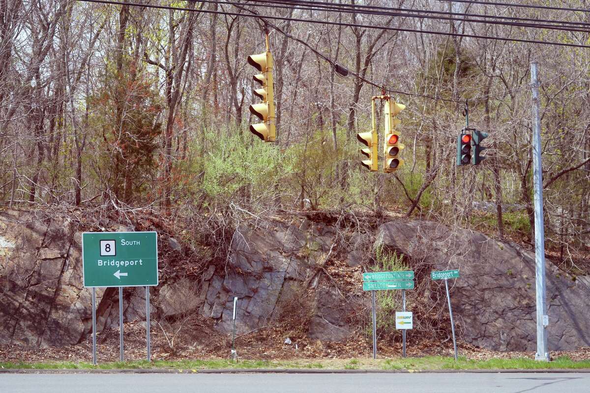 The intersection of Bridgeport Avenue (Rt. 108) and Constitution Blvd. South, in Shelton, Conn. April 14, 2021.