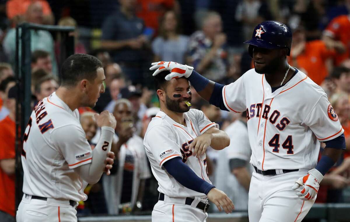  The Astros had their top seven hitters all in the lineup against the Rangers on Saturday. 