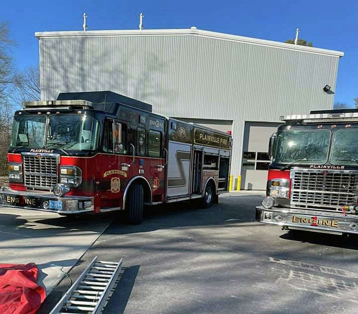 A file photo of Plainville, Conn., fire engines.