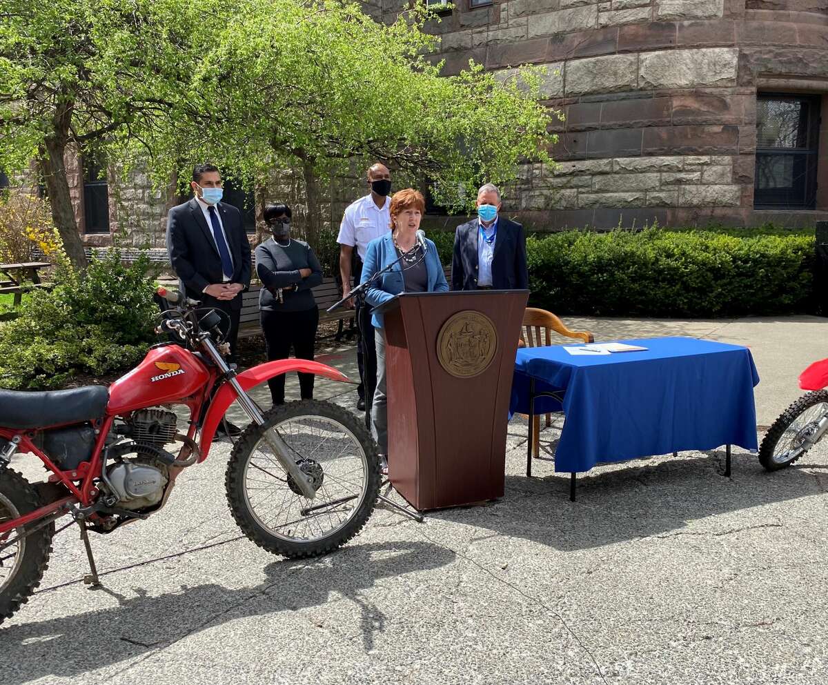 Mayor Kathy Sheehan signed legislation increasing the fees to recover illegal dirt bikes and ATVS seized in the city.