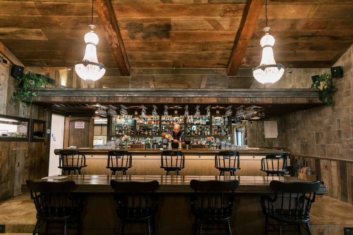The bar at Zaca Creek is preserved from the original tavern.