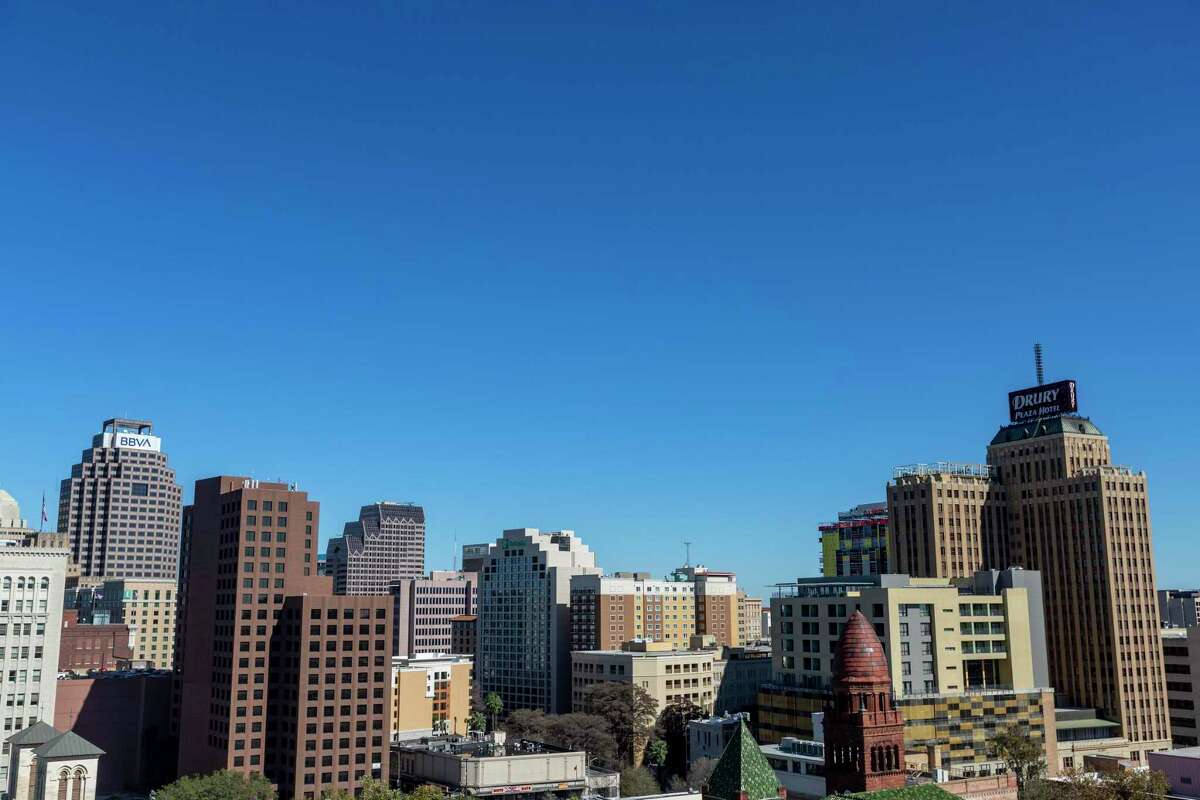 The San Antonio skyline on a shimmering day in 2020. Women are breaking the glass ceiling in commercial real estate here, but more work is needed.