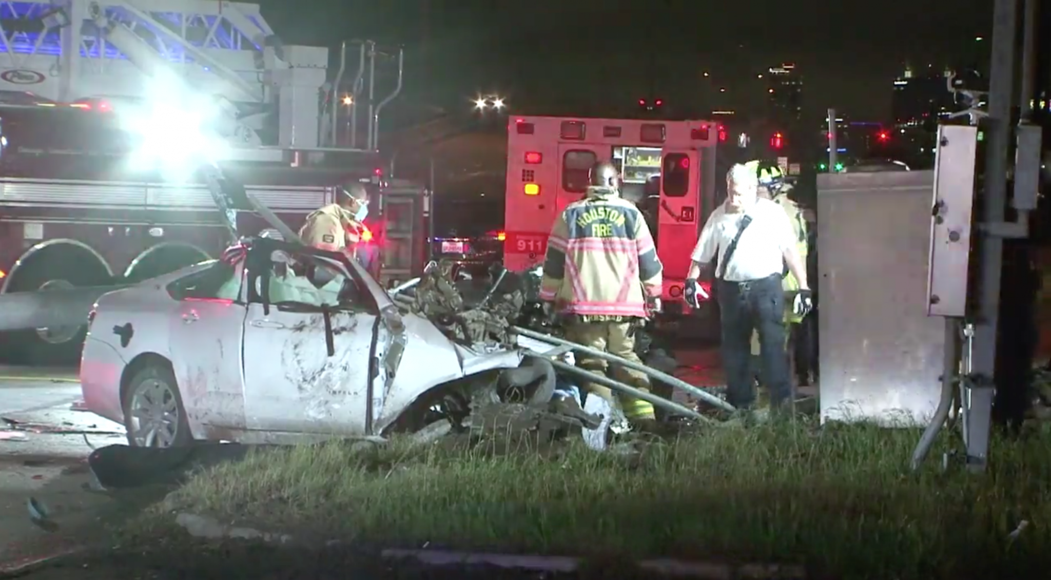 2 In Critical Condition After Car Splits In Half In Crash In Front Of Houston Fire Station