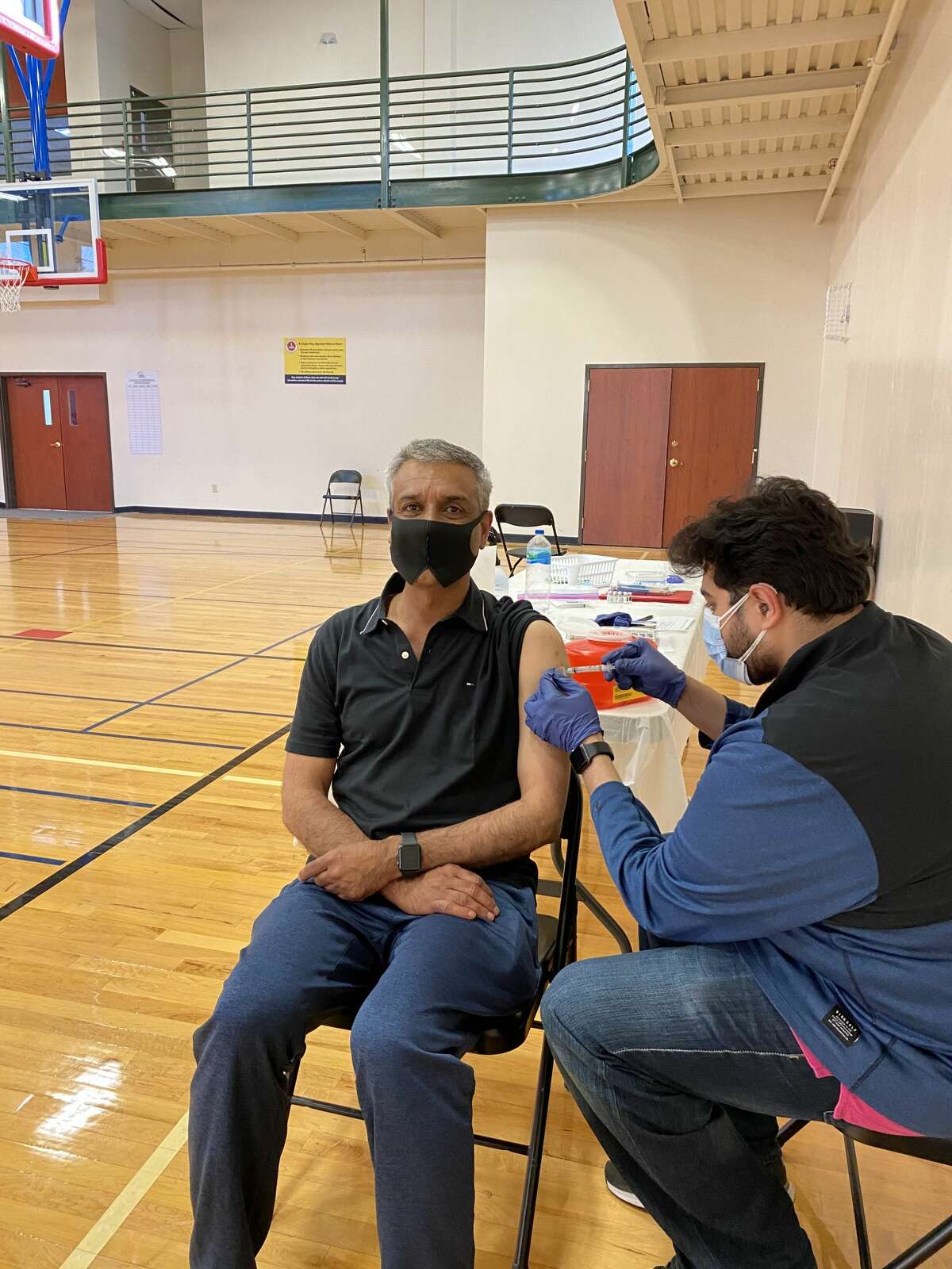One hundred people, Muslims and non-Muslims, were vaccinated April 10 in the gymnasium at the Islamic Center of the Capital District in Colonie in a joint COVID-19 Vaccination Campaign by the Islamic Center of Capital District,