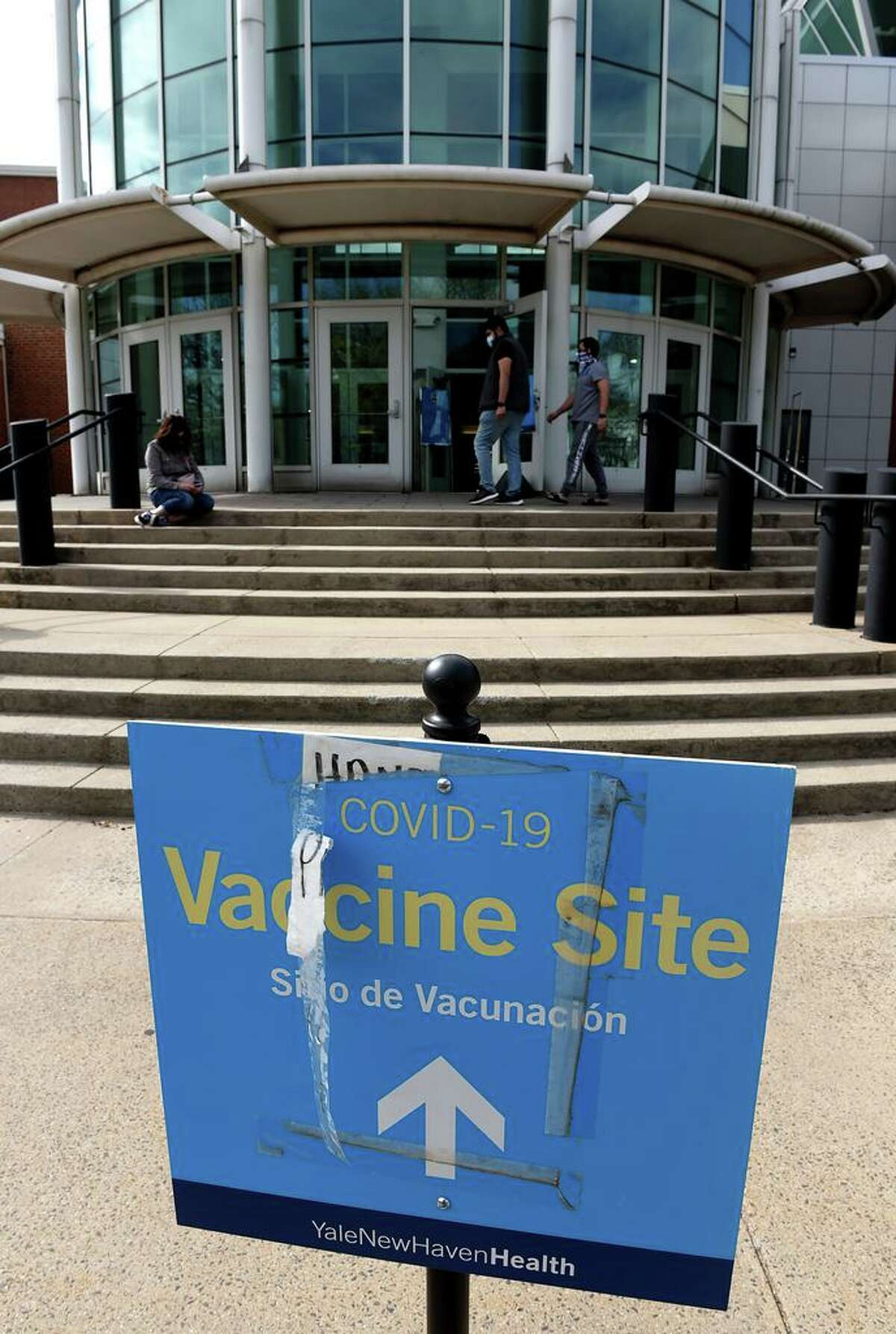 The COVID-19 Vaccination Site at the Floyd Little Athletic Center in New Haven photographed on April 13, 2021.