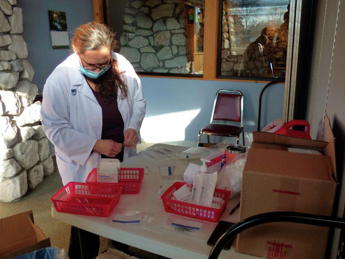 The Wagoner Community Center hosted a COVID-19 vaccine clinic on March 11. Manistee County has 35% of its population completely vaccinated against COVID-19, according to the state's data on Friday. (File photo)