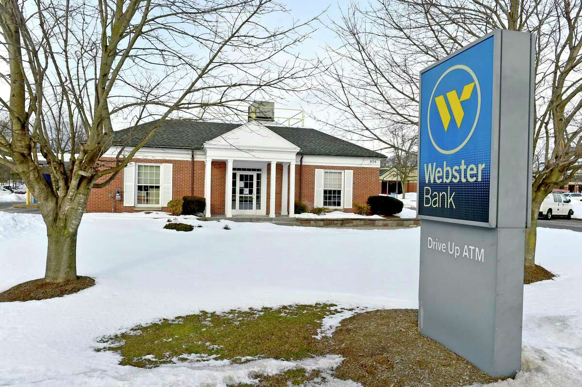 A Webster Bank branch at 975 South Main Street in Cheshire, Conn. Webster Bank’s parent company has announced that it will merge with Sterling Bancorp in all-stock deal worth about $10 billion.