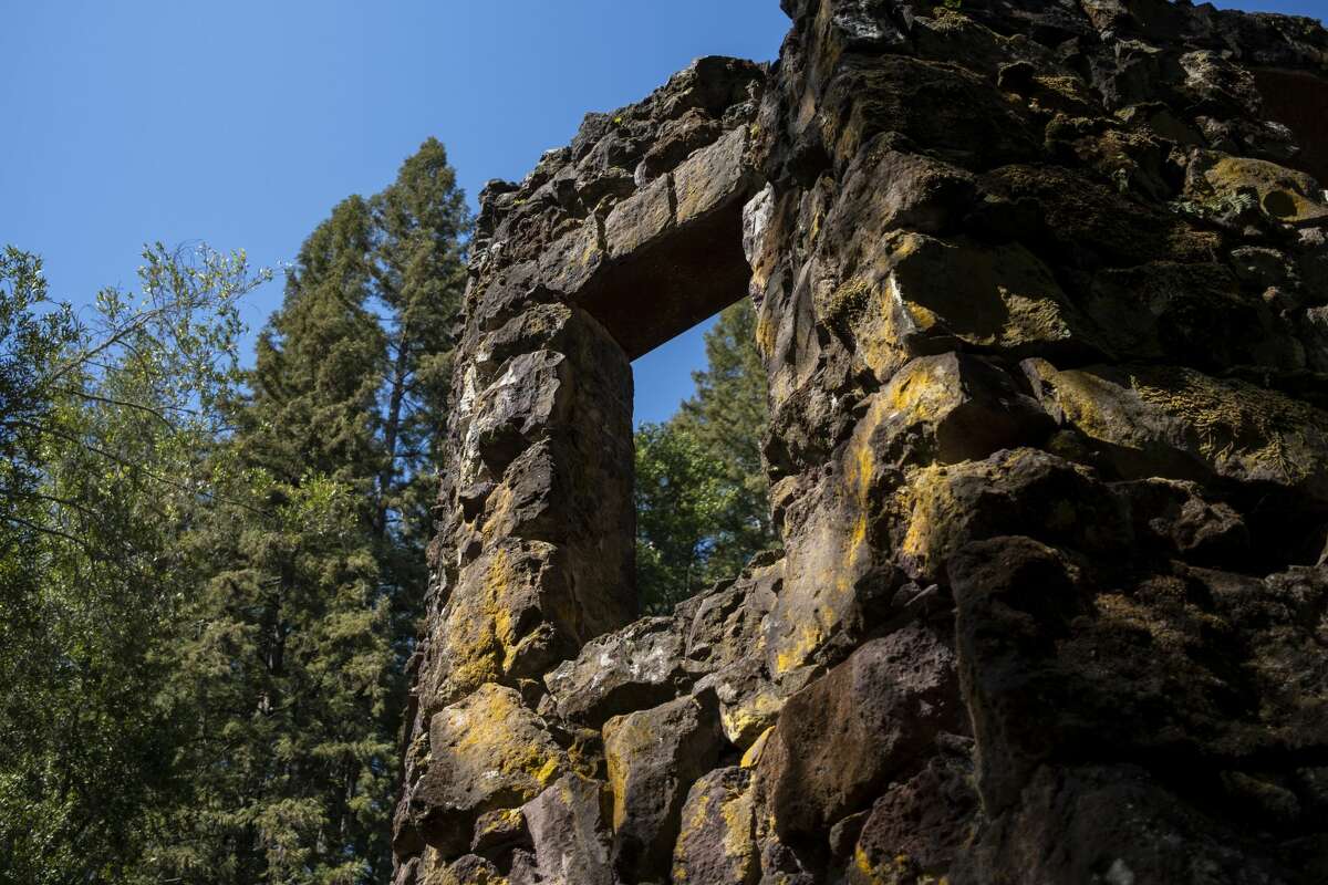 The remains of the Wolf House, which was destroyed by a fire in 1913 that started here, in the dining room, at Jack London State Historic Park in Glen Ellen, Calif., April 16, 2021.