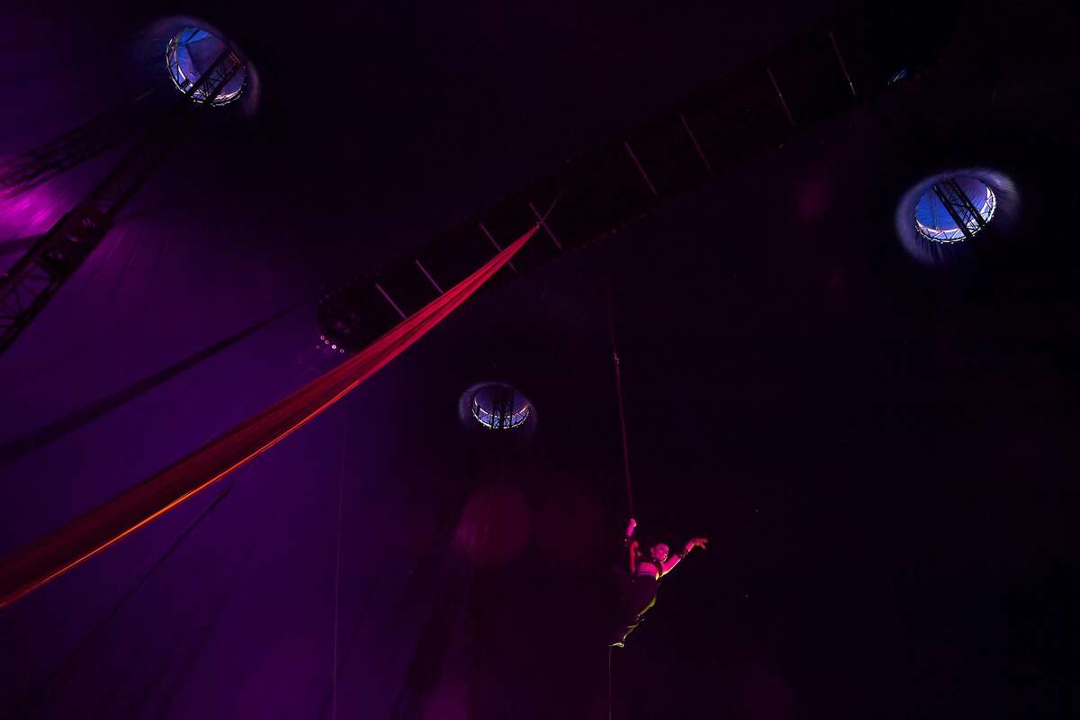Aerialist Lucero performs during the Sunday matinee show of Do Portugal Circus at Parkdale Mall. The international circus is in its final week. Showtimes are 7:30 daily through Friday, Saturday at 5 and 8 p.m. and Sunday at 2, 5 and 8 p.m. Photo made Sunday, April 18, 2021 Kim Brent/The Enterprise