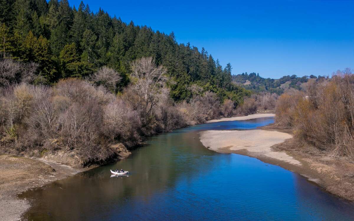 The Russian River reached a low level on Jan. 22, 2015, near Healdsburg, Calif. 