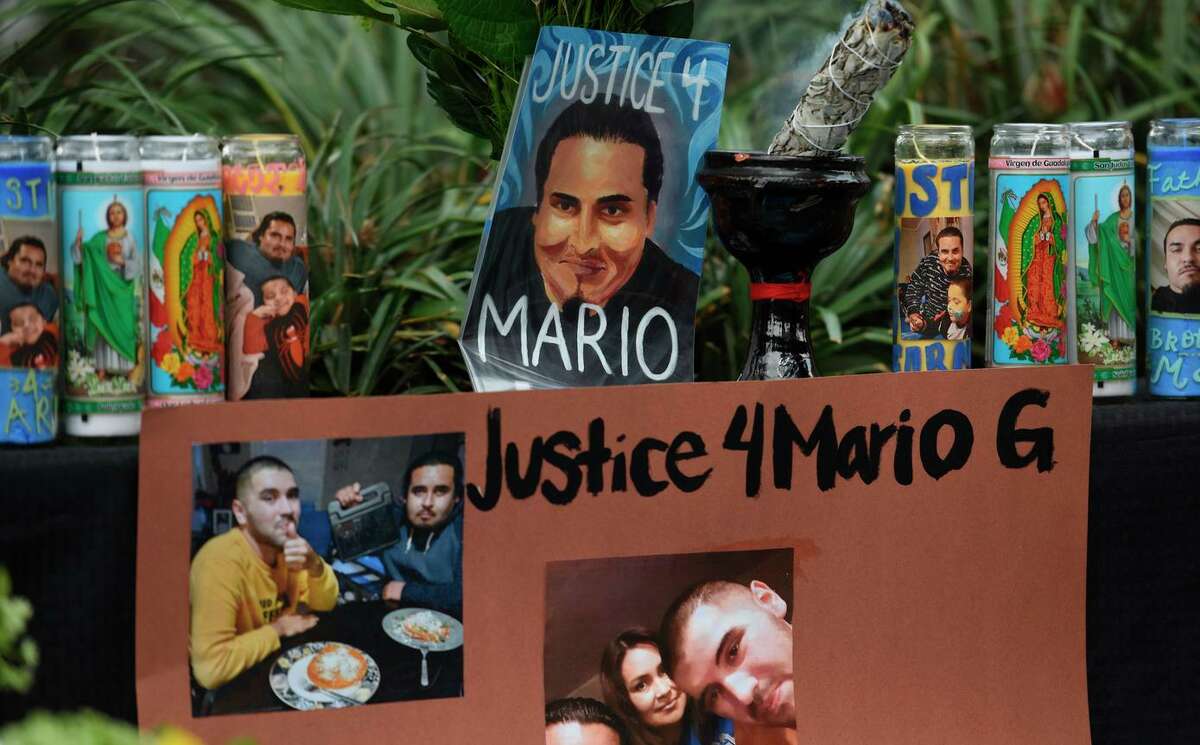 Sage burns on a memorial altar in April 2021 in Alameda after the death of Mario Gonzalez.