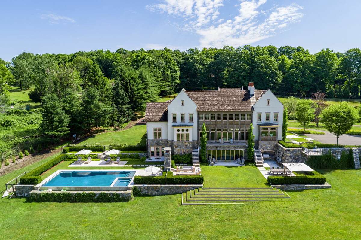 Swimming pool on the 47.16-acre country estate at 187 Umpawaug Road, Redding.