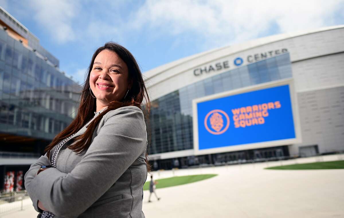 Warriors’ director of facility health and hygiene Jackie Ventura stands for a photo at Chase Center in San Francisco.